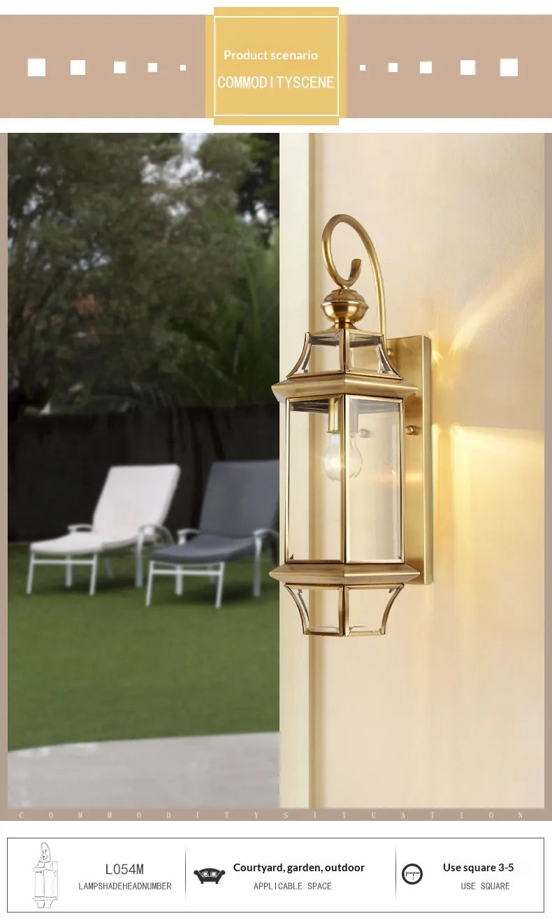 Nordic-style Fashionable All-copper Wall Lamp Outdoor Waterproof Wall Light