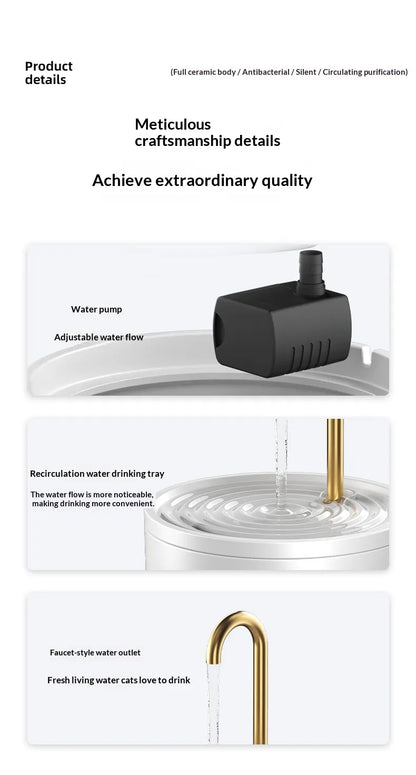 Household Cat Automatic Circulating Water Fountain