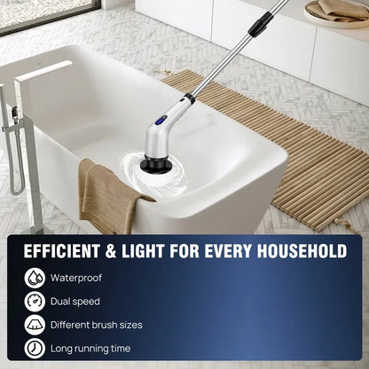 Electric Spin Scrubber,IPX7 Waterproof Bathroom Cleaning Brush With 2 Speed,9 Replaceable Brush Heads For Tub Shower Tile Floor