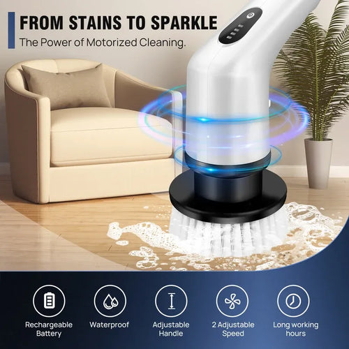 Electric Spin Scrubber,IPX7 Waterproof Bathroom Cleaning Brush With 2 Speed,9 Replaceable Brush Heads For Tub Shower Tile Floor