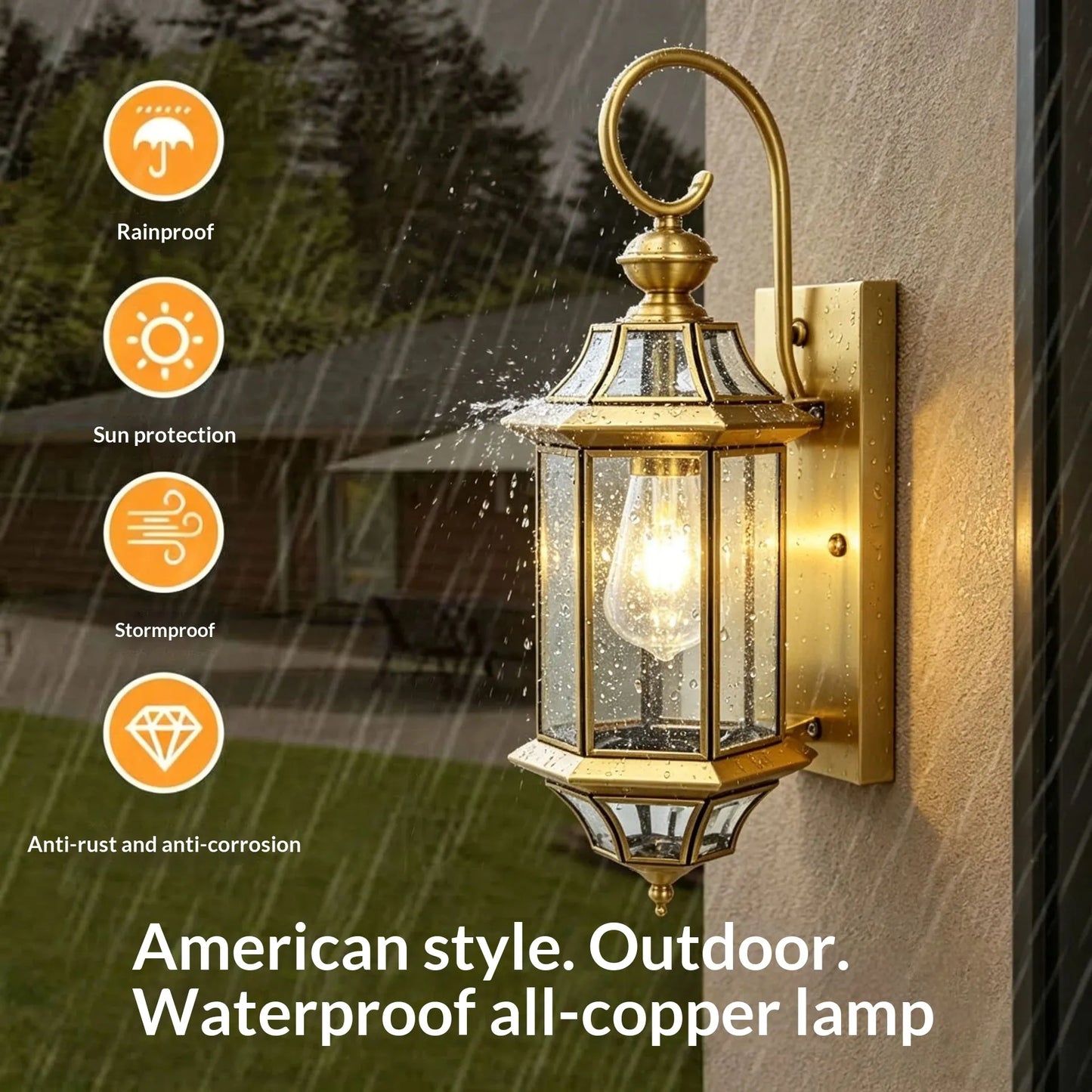 Nordic-style Fashionable All-copper Wall Lamp Outdoor Waterproof Wall Light